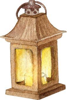 Watercolor vintage lantern