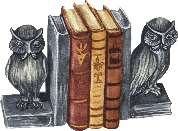 Watercolor Books with Owl Holders